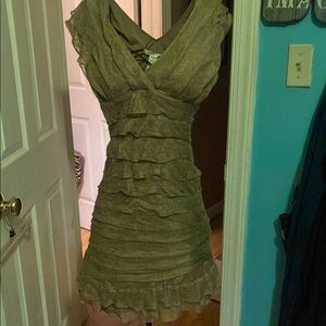 Max Studio Olive Layered Mini Dress